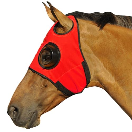 Intrepid International Horse Mask - Quarter Cup Blinker Hood for Racing & Training, Stretchable Material, Touch Tape Closure, Blinders, Limited Side and Back Visibility Aid - Red