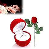 Yosoo Jewelry Box, 4 PCS Rose Rings Box with Long Stem Long Stemmed Flower Treasure Box Romantic Ear