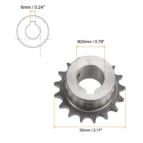 sourcing map 06B Rollenkettenrad 17T Teilung 3/8 20mm Bohrung A3 Kohlenstoffstahl