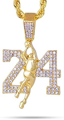 Techno Pave Men's Iced-Out Basketball Pendants with 4mm Rope Chain - 14k Gold Tone Finish - Variety of Styles