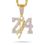 Techno Pave Men's Iced-Out Basketball Pendants with 4mm Rope Chain - 14k Gold Tone Finish - Variety