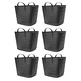 Life Story Flexible Tub Basket 25 Liter/6.6 Gallon Plastic Multifunction Storage Tote Bin with Handles, Black (6 Pack)