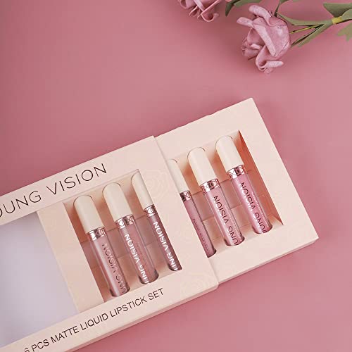 Young Vision Matte Nude Liquid Lipstick Sets, Long Lasting And Waterproof Pink/Brown Lip Stick Pack Bundles, Lip Gloss/Lip Stain Makeup Set For Women, Labiales Matte Larga Duracion 24 #TOP6