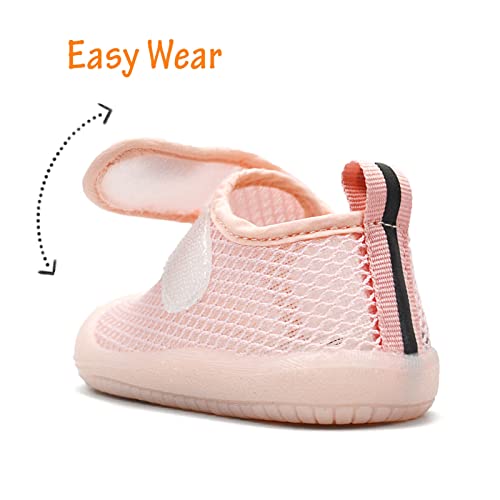 Baby Boy Girl Shoes Lightweight Breathable Toddler Mesh Sneakers Beach Water Shoes Non-Slip First Walking Shoes 6 9 12 18 24 Months(12-18 Months, 1-Pink) #TOP3