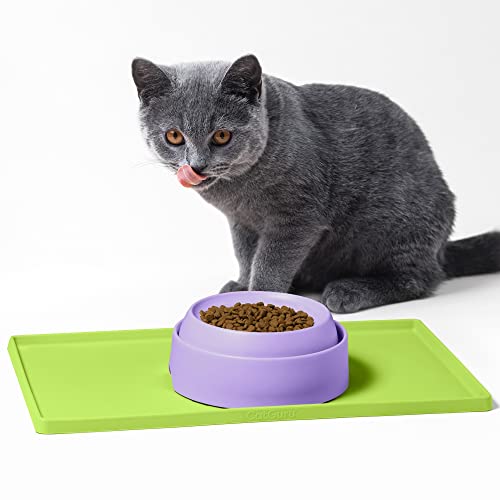 CatGuru Cat Food Mat, Small & Large Pet Food Mat, 100% Waterproof Cat Mat for Food and Water, Silicone Mat for Cat Bowls, Non-Slip Mat for Cat Food and Water Bowl or Cat Water Fountain (Large, Lime) - Image 6