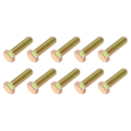 Image of METALLIXITY Hex Bolts (9 /16-12x2) 10Pcs, Carbon Steel Zinc Plated Fully Threaded UNC Hex Head Screw Bolt Machine Screws - for Furniture Repair, Yellow Green