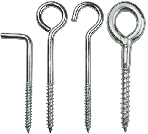 AERZETIX - C57951 - Satz mit 10 Haken augenschrauben zum schrauben Ø6x140mm - selbstschneidende augenschraube geschlossen - aus stahl - farbe silber