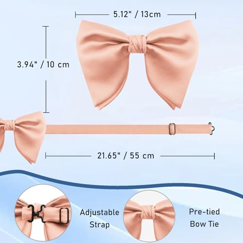 Image of Luckyvestir Oversized Bow Ties for Men, Pre Tied Clip on Men's Black Bowtie for Wedding Tuxedo Banquets Formal Wear