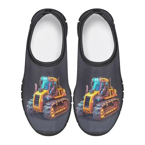 Gorweirop Bulldozers Kids Slip on Shoes Soft Size 2 Kids Tennis Shoes Boys Safety for Climb Breathable Exercise Shoes Cool Shoes for Boys Lightweight Outdoor Casual Walking Running