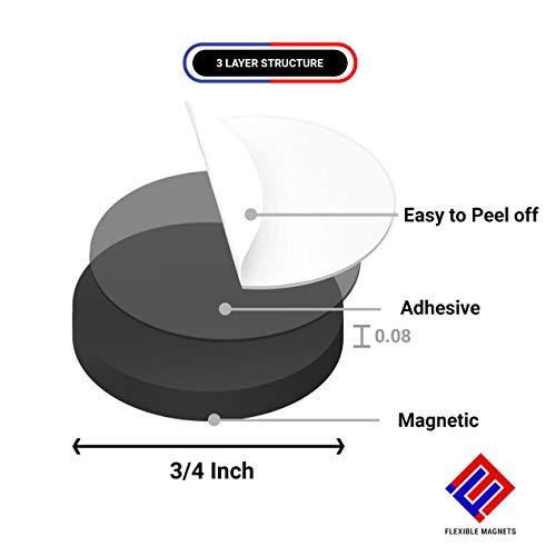 Adhesive Magnetic Discs - Round Magnetic Discs With Adhesive Backing - Magnetic Adhesive Dots Great For Crafts! Magnetic Discs are great to use at Home, Office, School & More!(3/4 inch, 60 Pieces) - Thumbnail 2