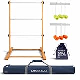 Uber Games Original 2026 Leitergolf Spiel - Nr.1 Qualität - Premium Profi Wurfspiel mit echten Golfbällen & Luxus Tragetasche – Outdoor Gartenspiel & Familienspiel für Erwachsene (Gelb und Orange)