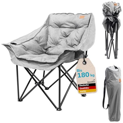 Skandika Campingstuhl Aukra | XL Campingstuhl faltbar, klappbar, gepolstert, leicht, Stahl Gestell, wasserabweisend, 180 kg belastbar, mit Tragetasche | Camping Stuhl, Outdoor Sessel, Garten, Balkon
