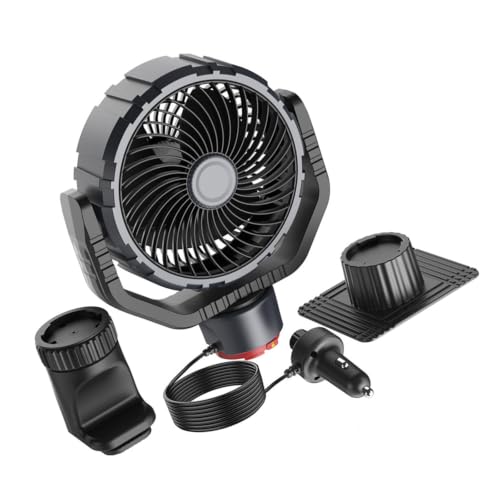 carotoe Ventilador de vehículo de colocación interior de 12 V 24 V, ventilador de cabina enchufable con pivotante para ventilación de vehículo estacionado, refrigeración para coche, camión, cabina de