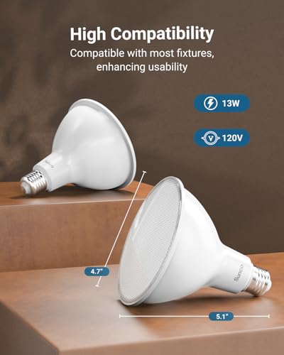 Image of Sunco 6 Pack PAR38 LED Flood Light Bulb, 13W=100W, Dimmable, Waterproof