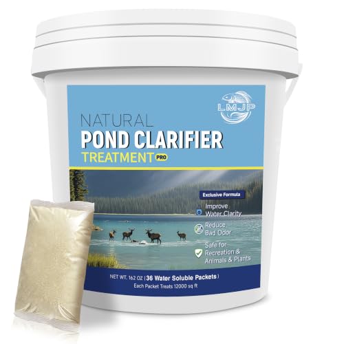 Image of LMJP Pond Clarifier Treatment - 36 Packets Natural Pond Water Clear for Outdoor Lakes - Beneficial Enzymes to Improve Water Clarity & Eliminate Odor - Treats Up to 432,000 Sq Ft