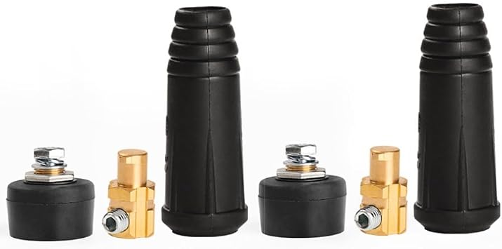 Quick-Fitting Male Welding Cable Connector for DKJ10-25, 200A, 10 25 mm , Rubber-Brass Construction, Oil & Heat Resistant, for Electric Welding Machines 4-Piece Set