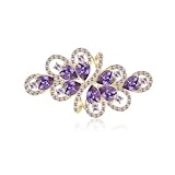 QUKE Gold Tone Luxury Purple Cubic Zirconia Crystal Bridal Wedding Brooches Pin Jewellery for Women Girls