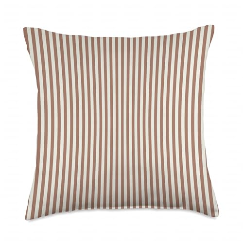 Mocha Mousse Brown Beige Neutral Stripes Vertical Lines Throw Pillow