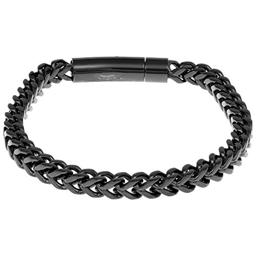 Metro Jewelry Stainless Steel Thick Foxtail Chain Bracelet for Men with Black Ion Plating - 9 Inches Long 6 MM Wide with Push Lock2
