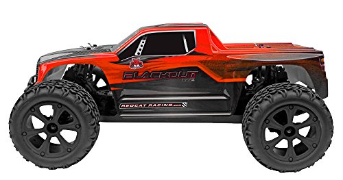 Redcat Racing Blackout XTE 1/10 Scale 4WD Electric RC Monster Truck &ndash; RC550 Brushed Motor, Waterproof ESC, 2.4GHz Radio, Oil Filled Shocks, 7.2V 3000mAh Battery & Charger RC Truck &ndash; Red