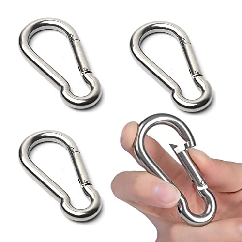 Carabiner Clip M6 Carabiner Clip Heavy Duty Small Carabiner Clips For Hiking Camping Fishing Dog Leash & More 60mm Carbine Hook Holds Upto 70Kg(Not for Climbing) (4-PCS)