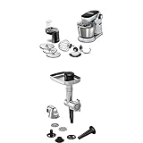 Bosch Optimum MUM9D33S11 Küchenmaschine, platinum silber + MUZ9HA1 Lifestyle Set Hunting Adventure, Fleischwolf, Wurststopfer, Kebbevorsatz, Lochscheiben 3,5-8 mm für Küchenmaschinen OptiMUM