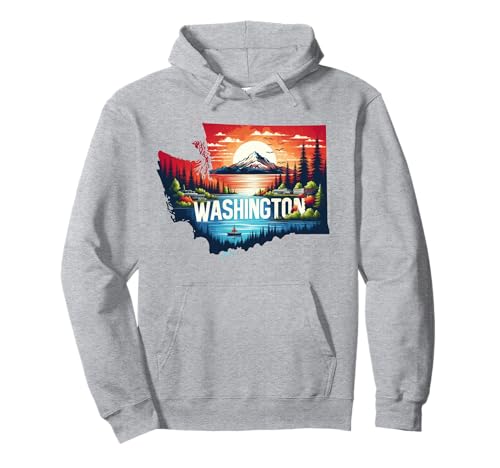 Washington Paisaje Paisaje Atardecer Montañas Sudadera con Capucha