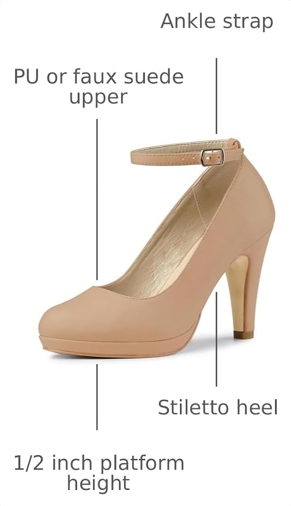 Allegra K Womens Low Platform Round Toe Stiletto Heels Ankle Strap Pumps by Allegra K - Used condition - Image 3