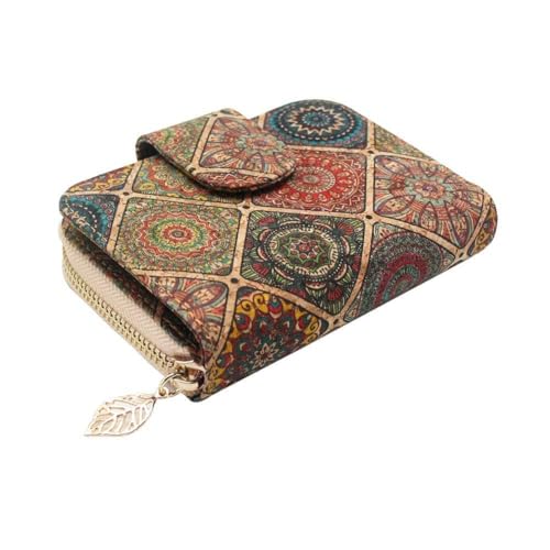 boshiho Vegan Cork Wallet for Women, Slim Zipper 8 Card Slots & Coin Purse
