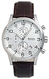 BOSS Elegante Reloj cronógrafo para Hombre Aeroliner 1512447, de Acero Inoxidable y Piel marrón