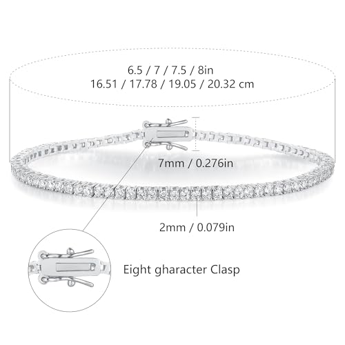 Gemsme 2.0MM Tennis Bracelet for Women Men,White Gold Plated Round 2mm Cubic Zirconia Tennis Bracelet 6.5 Inch by Gemsme - Used condition - Image 2