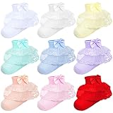 Coume 9 Pairs Baby-girls Frilly Lace Socks Newborn Infants 6-12 Months Turn Cuff Ruffle Eyelet Trim