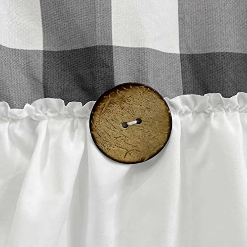 Seasonwood Grey Farmhouse Shower Curtain Set With 12 Hooks 72 X 72Inch Gray And White Buffalo Plaid Pattern Fabric Shower Curtains With Buttons & White Ruffles For Bathroom Bathtubs Decor Accessory #TOP6