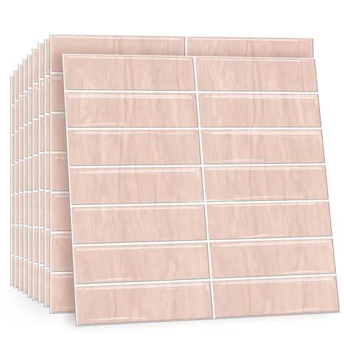 TOARTI 10 Stück Fliesenaufkleber Metro Fliesen Selbstklebend Fliesenaufkleber Küchenrückwand Fliesen Klebefliesen Fliesenfolie Selbstklebende Küche Bad 30 x 30cm