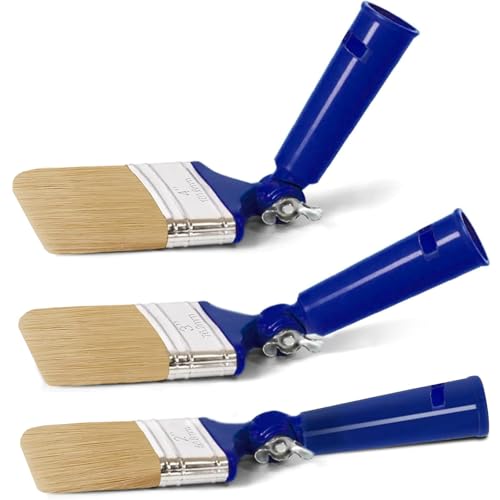 Extendable Paint Brushes for Walls, Ceilings, and Trim, Long Handle Paint Brush Set Multi Angle Adjustable for Fence Stain, Wood Varnish and DIY Projects (3 Pack)