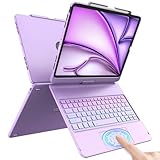 Picture of Keyboard Case for iPad Air 13 inch (M3/M2, 2025/2024), Backlit Keyboard for iPad Pro 12.9” inch (4th Gen 2020/ 3th Gen 2018) - Touch Trackpad - 360° Protective Case with Pencil Holder (Light Purple)