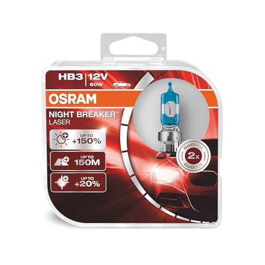 OSRAM NIGHT BREAKER LASER HB3/9005, next generation, 150% more brightness, halogen headlamp, 9005NL-HCB, 12V, passenger car, duo box (2 lamps)