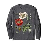 Rote Mohnblume Botanische Mohnblumen Rote Mohnblume Langarmshirt