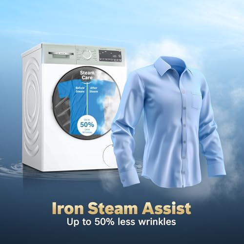 Image of Bosch 10 kg, 5-Star, Anti Stain & AI Active Water+ Fully-Automatic Front Loading Washing Machine (WGA254ZJIN, Iron Steam Assist, Anti Tangle, Reload Function, In-Built Heater, Autumn Green)