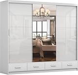 Elegantes Design mit Spiegel: Der große Spiegel an der Vorderseite verleiht dem Kleiderschrank nicht nur einen modernen Touch, sondern vergrößert den Raum optisch und bringt mehr Licht und Platz hinein.