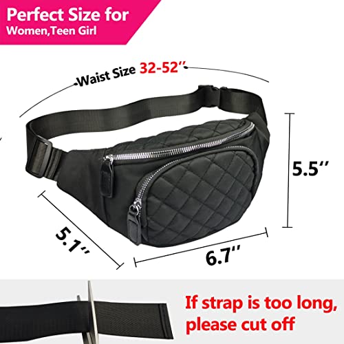 Crossbody Fanny Pack For Women,Fashionable Waist Pack Purse Cute Belt Bags For Teen Girls,Fashion Gifts Bum Bag Fannie Pack For Travel Running Walking,Carrying All Phones,Wallet (Black) #TOP4