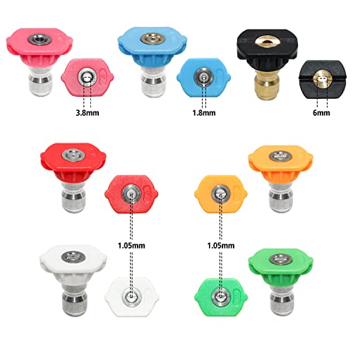 Janz 7 Pressure Washer Spray Nozzle Tips Multiple Spray Degrees 1/4 Inch Quick Connection, 4000 Psi #TOP2