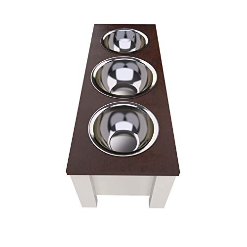 GrooveThis Woodshop - Personalized Elevated Triple Dog Bowl Stand for Large, Medium, Small, X-Small Dogs - 3 Stainless… - Image 4