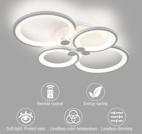 Image of PANCA Ceiling Light for Hall, Minimalist LED Light for Room, Surface Lights, Fancy Lights for Living Room, Chandelier Light, Roof Lights, False Ceiling Light (4 Ring LED Light)
