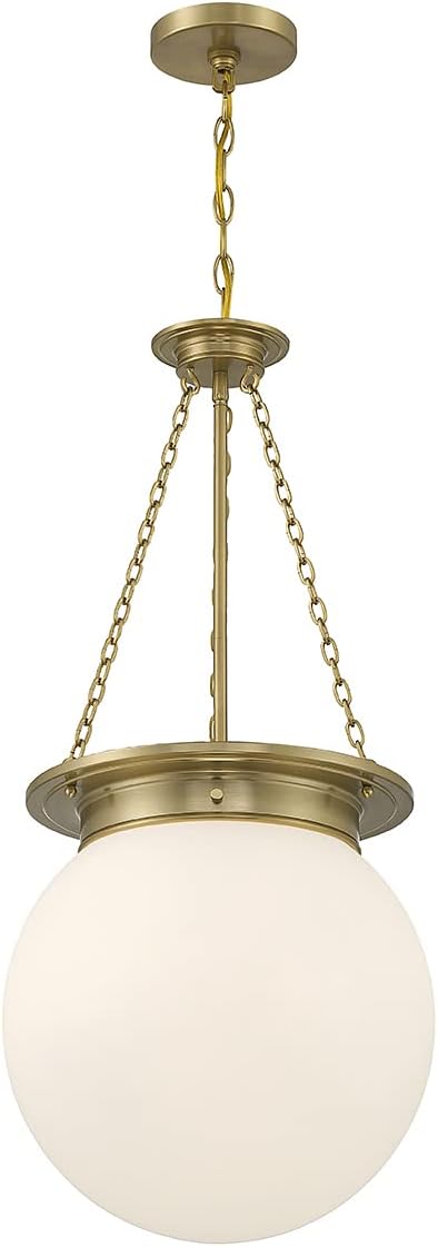 Savoy House 7-3901-3-322 Manor Vintage Traditional Modern White Opal Glass Pendant, 3-Light 180 Total Watts, 31" H x 14" W, Warm Brass