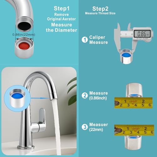 XNTONG 9 Pack Faucet Attachment, Chrome Brass Sink Faucet Accessory, 55/64 Inch 22mm Internal Thread, Replacement Part (M22 Female Thread)