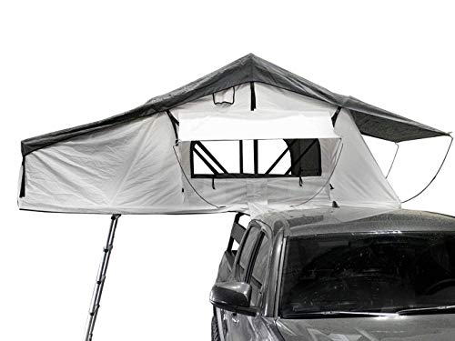 Overland Vehicle Systems Nomadic 3 Extended Roof Top Tent - White Base with Gray Rain Fly & Black Cover Universal