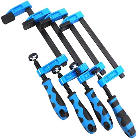 F Clamp Bar clamp Heavy Duty 300mm x 50mm (12") Long Quick Slide x 4 Clamps Tough Blue Handle