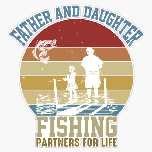 LAD Studio Father and Daughter Fishing Partners for Life Sticker Bumper Sticker Vinyl Decal 5""