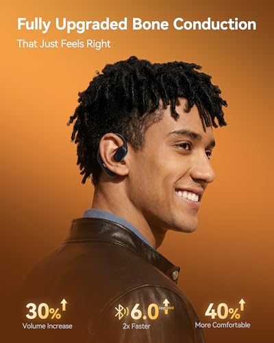 Image of Gen 2 Open Ear Headphones - True Bone Conduction Wireless Earphones, Bluetooth 6.0, Tuned for Audio, Fit for Running, Yoga, Up to 60H Playtime with Case, IP68